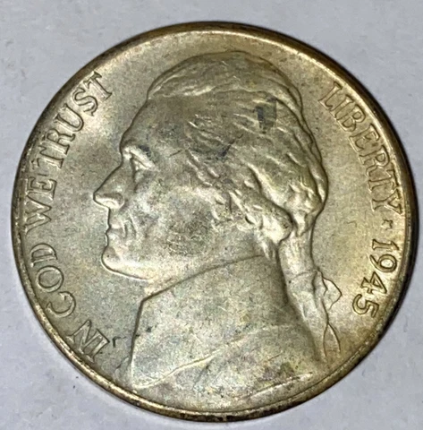 BU 1945-S Jefferson Nickel San Francisco Mint Silver War Nickel Actual Photos E8 Cover