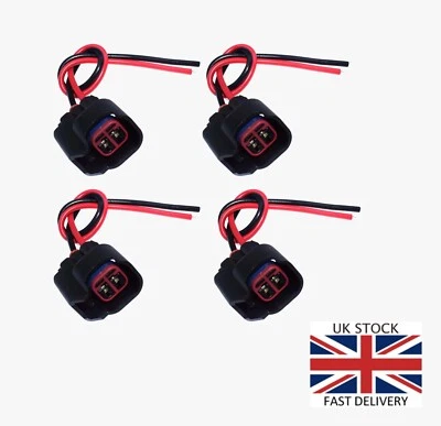 4 x EV6 EV14 2 Pin Way Denso USCAR Female Connector Plug Kit for Bosch Injector - Image 1 of 2