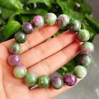12mm Natural Ruby Green Zoisite Stone Crystal Stretch Bracelet