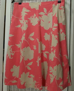 PRINCIPLES Floral Skirt UK10 32″W Pink & Ivory Bold Flower Cotton Print Flared - Picture 1 of 3