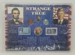 1980 Strange But True Lincoln Kennedy Coin & Stamp Lot Panel Sealed #0940 - Picture 1 of 5