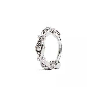 Sterling Silver Geometric Nose Ring Hoop with Clicker, Unique Piercing Jewelry - Picture 1 of 5