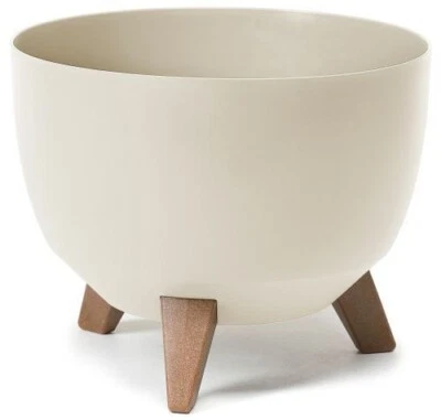 Large Cream Bowl Planter Plant Pot Cover Stand Legs Indoor Outdoor Garden Pot