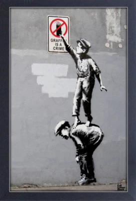 BANKSY GRAFFITI IS A CRIME 13x19 FRAMED GELCOAT POSTER STREET ART ARTIST PAINT!! - Image 1 of 2