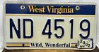 2002 West Virginia WV Wild Wonderful License Plate Tag ND 4519