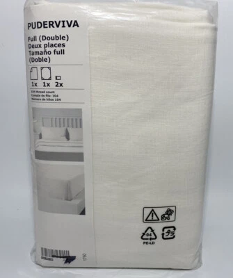 IKEA Puderviva Full Sheet Set 100% Linen White w/ Pillowcase(s) New - Image 1 of 2