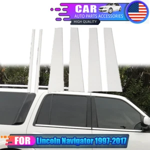 Fit For 1997-2017 Lincoln Navigator ABS Silver Pillar Post Trims B Pillar 6PCS - Picture 1 of 10