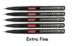 5 EXTRA FINE TIP PERMANENT MARKER PENS BLACK CD DVD Marker – Cheapest on Ebay - Picture 1 of 3