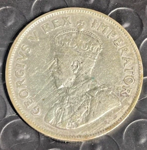 Coin, South Africa, George V, 2-1/2 Shillings, 1929, Pretoria, EF 0.8 Silver 14g - Picture 1 of 4