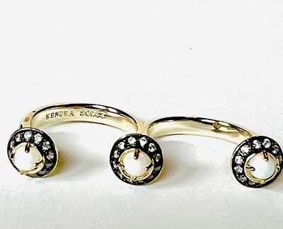 Anillo doble Kendra Scott Odette. Oro 14k sobre ópalo de latón y cristales talla 5,5 y 7 Foto 1 de 4