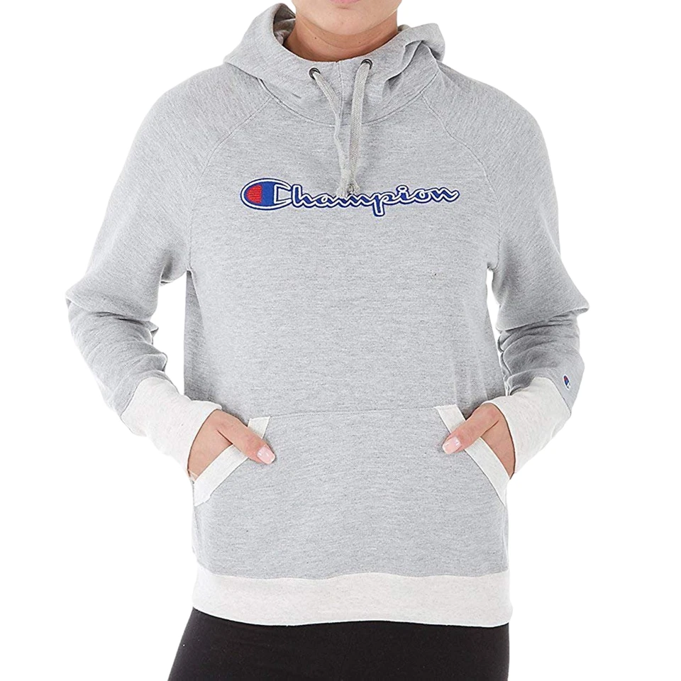 Champion Logo Powerblend Hoodie Sweater Athletics Gray Women's Size X-Small