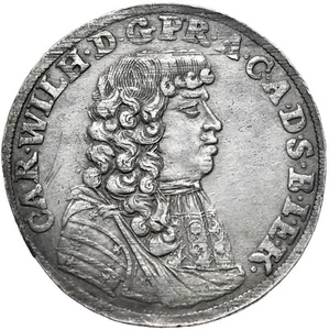 1678 CP German States ANHALT-ZERBST 2/3 Thaler Silver Coin Carl Wilhelm - Picture 1 of 3