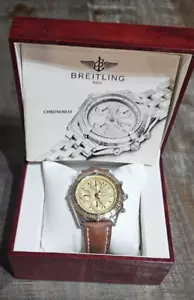 Breitling Mechanical Automatic Chronograph Gold Case Color Leather Band D13010.1 - Picture 1 of 24