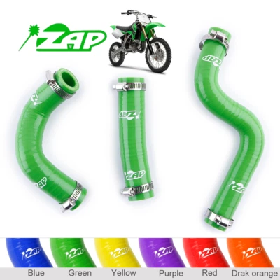 VERDE PER KAWASAKI KX85 KX80 KX100 1998-2013 KIT TUBI RADIATORE SILICONE - Immagine 1 di 4