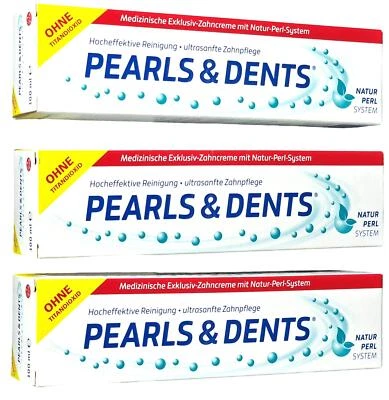 3x Pearls & Dents Toothpaste 3x 100ml Smooth Teeth Clean Teeth - Image 1 of 3
