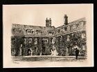 Etching by R Farren- Cambridge c1840 Corpus Christi College the Old Court