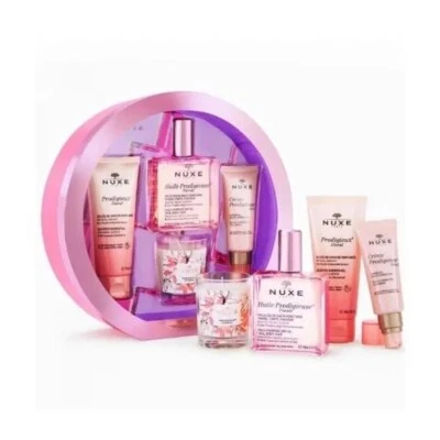 Nuxe Floral Set Huile Prodigieux Dry Oil Boost Face Cream Shower Gel Candle New - Image 1 of 4