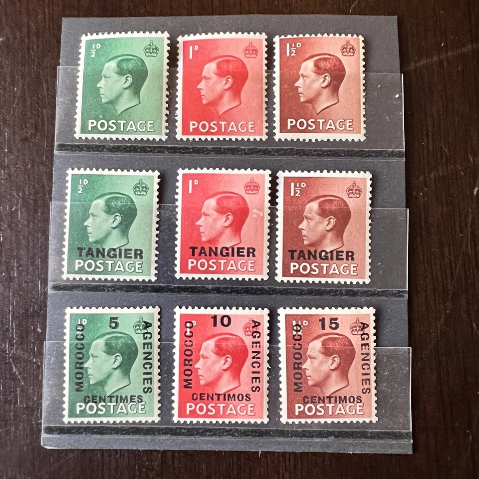 TRIPLE SHORT SET KING EDWARD VIII BRITAIN MOROCCO AGENCIES TANGIER STAMPS MINT - Image 1 of 1