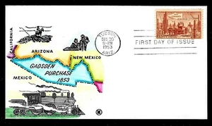 1028 3c Stamp (1953) GADSDEN PURCHASE FDC HD/HP BY DOCTOR ROSS M. KNOBLE - Picture 1 of 1