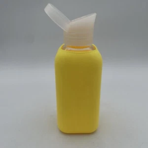 Squireme 500ml 17oz Square Borosilicate Glass Water Bottle Silicone Sleeve - Picture 1 of 6