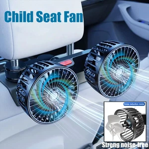 Car Seat Fan Car Headrest Rear Seat Double-Headed Fan Table And Chairs Fan - Picture 1 of 19