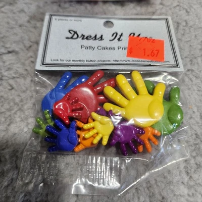 Dress It Up Plastic Hands Colorful Buttons Vintage 90s  88 Buttons - Image 1 of 3