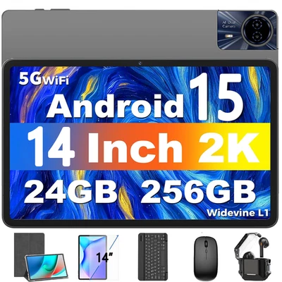 SENLINTECH 2025 Neu 14" Tablet Android 15 24GB RAM+256GB ROM WlFl 4G LTE 2SIM 8000mAh GPS