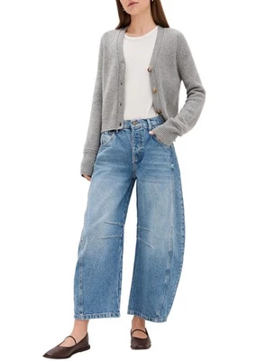 Free People Womens Good Luck Mid Rise Barrel Jeans 30 Ultra Light Beam - NWT $98 - Image 1 of 4