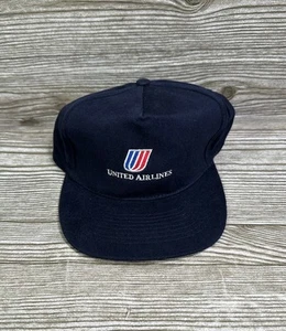 Vintage 80s 90s Otto Cap United Airlines Navy Blue  Snapback Hat Cap - Picture 1 of 6