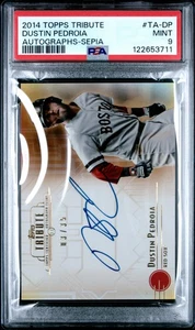 2014 Topps Tribute Dustin Pedroia /35 Sepia Autograph Auto #TA-DP PSA 9 MINT - Picture 1 of 2
