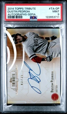 2014 Topps Tribute Dustin Pedroia /35 Sepia Autograph Auto #TA-DP PSA 9 MINT - Image 1 of 2