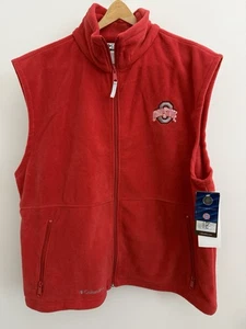 Ohio State Buckeyes Columbia Weste Herren XL rot Fleece durchgehender Reißverschluss Tasche neu neu mit Etikett $ 50 - Bild 1 von 8