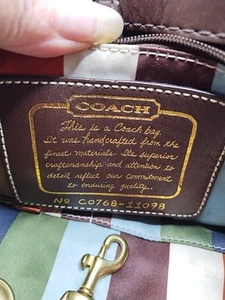 Woman's Coach Handbag Brown Canvas Leather Strap Multicolor Lining #C0768-11098 - Picture 1 of 6