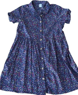 Vestido Arizona Jean Co Floral Botón Niñas Plus 20.5 Azul Marino Cottagecore Foto 1 de 4
