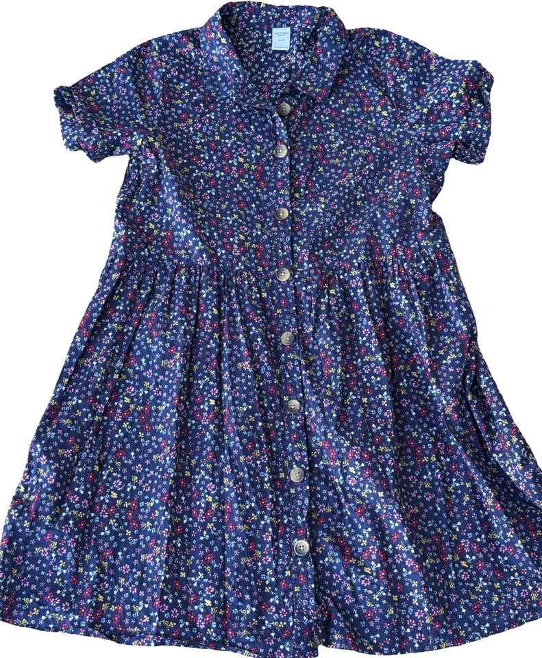 Vestido Arizona Jean Co Floral Botón Niñas Plus 20.5 Azul Marino Cottagecore Foto 1 de 4