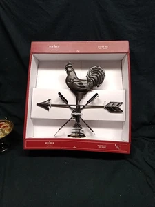 "Nuevo cobertizo rojo gallo pollo veleta climática árbol de Navidad adorno 10"" metal negro" - Imagen 1 de 7