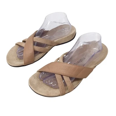 Vionic Zarie Sandals Size 10 Wide Slides Nude Beige Adjustable Comfort Footbed - Image 1 of 4