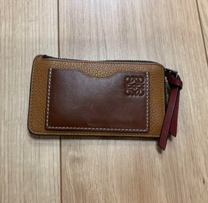 Auténtico estuche para monedas LOEWE tarjetero estuche fragmentado marrón usado Japón - Imagen 1 de 7