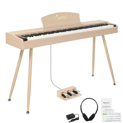 GLARRY 88 keys Bluetooth Digital Piano Full Weighted Keyboards +Stand Pedals Headphone