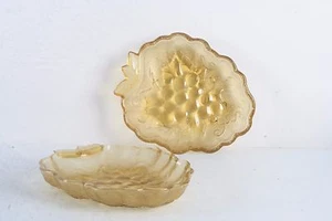 2 Amber Yellow Glass Grape Bowls 7" x 6" - Picture 1 of 3