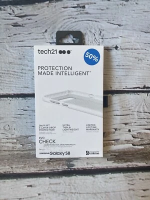 tech21 - Funda de Teléfono Compatible con Samsung Galaxy S8 Evo Check - Transparente/Blanco Foto 1 de 2