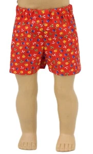 Red Floral Shorts fits 18" American Girl Size Doll - HANDMADE - Picture 1 of 2