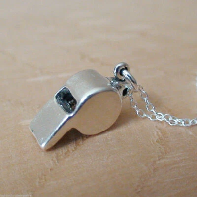 Collar Dije Silbato - Plata de Ley 925 - Entrenador Deporte Alegría Gimnasio Maestro Regalo Foto 1 de 4