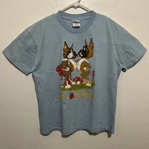 Boxer cane boxe vintage anni 90 Hanes taglia grande Lets Rumble camicia punto singolo - Foto 1 di 9