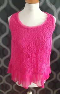 SOUTH Cerise Crochet Front Summer Top Size 10 - Picture 1 of 4