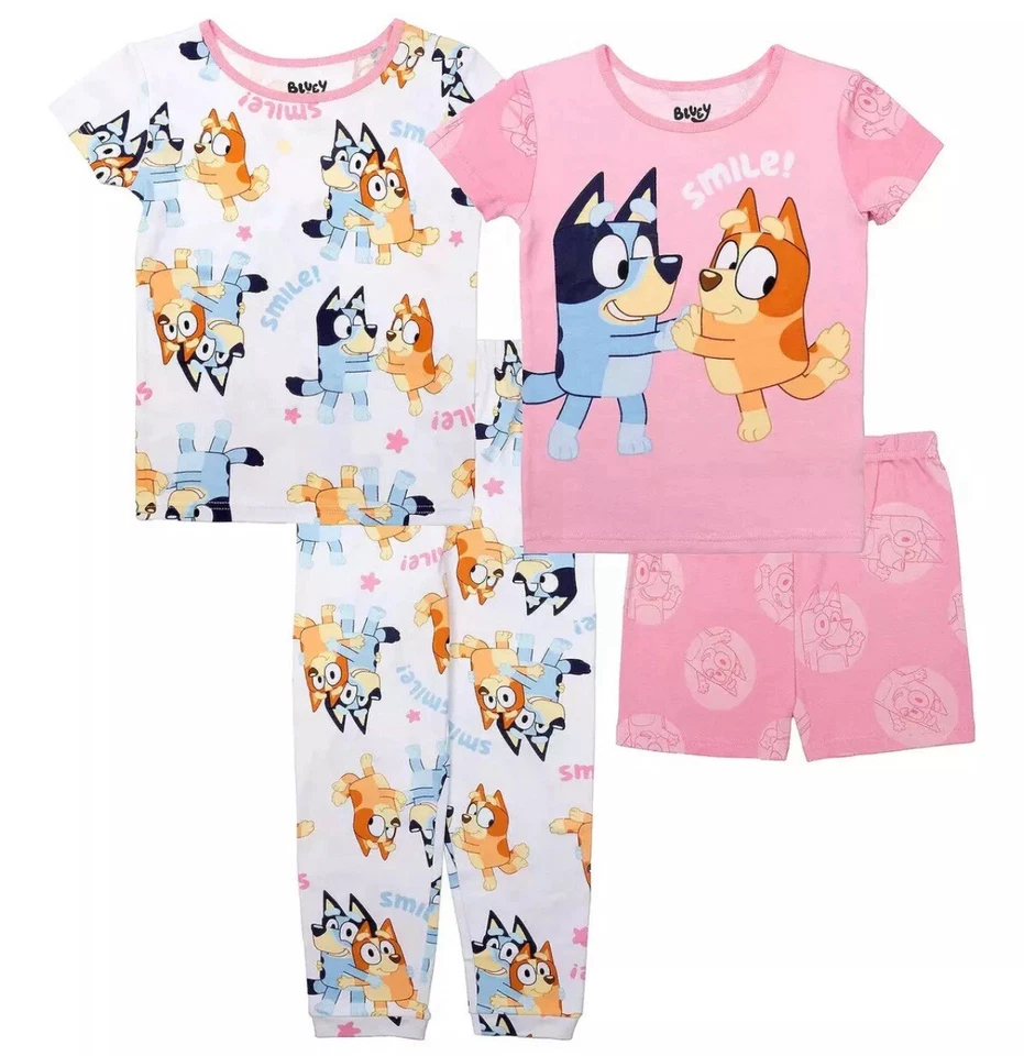 Toddler Girls BLUEY “Smile” sz 4 Pajama (2) Set Pink Bingo