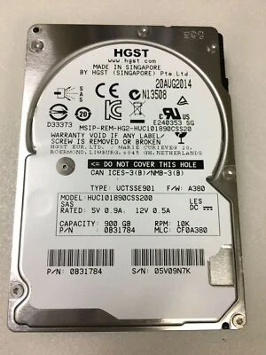H.G.S.T Tested 900GB 10K SAS 2.5 12Gb/s Server Hard Drive HUC101890CSS200 - Image 1 of 4