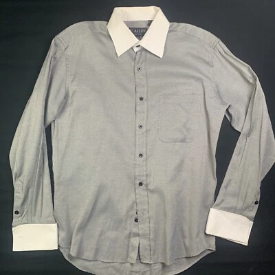 Camisa C. Allen New York Para Hombre Manga Larga Botón Frontal Blanco y Negro Geométrica Foto 1 de 4