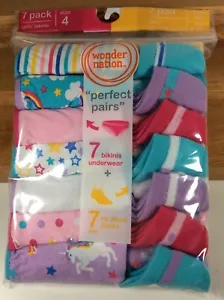 Wonder Nation Girls Perfect 7Pr Size4 Underwear Bikinis & No Show Sock Size 6-10 - Picture 1 of 4