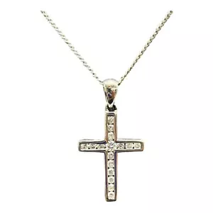 18ct 18k White Gold Diamond Crucifix Cross Pendant TDW 0.53ct. Brand New - Picture 1 of 8